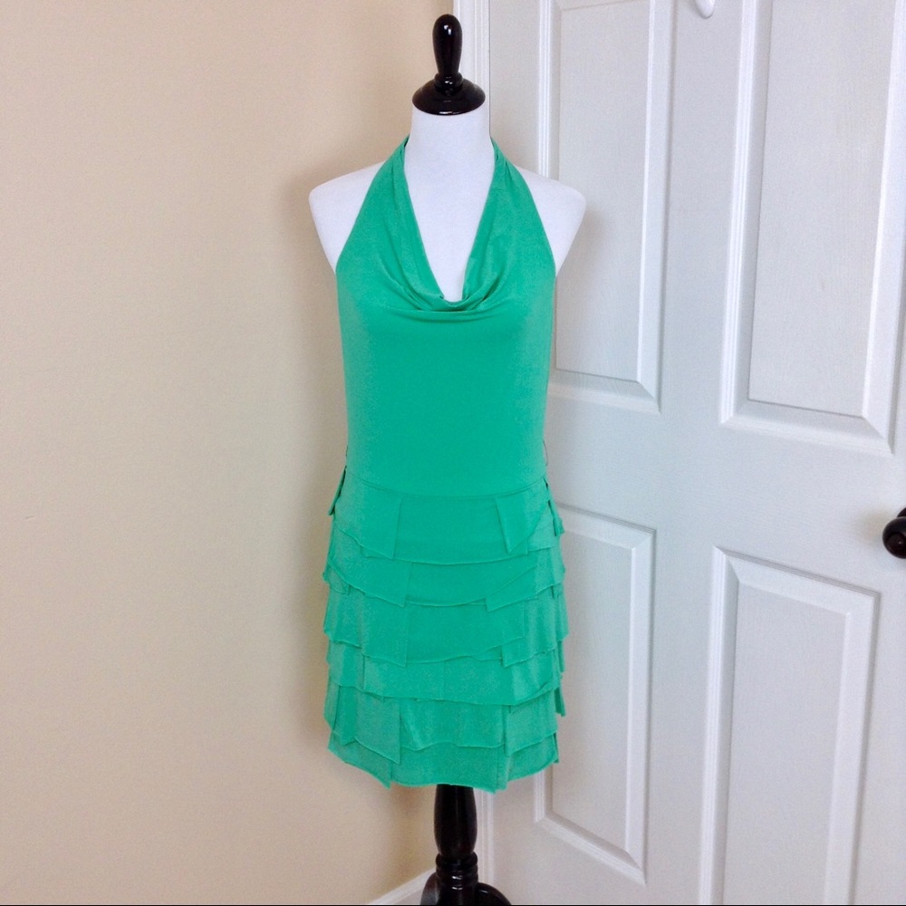 BCBGMaxAzria emerald green halter style dress